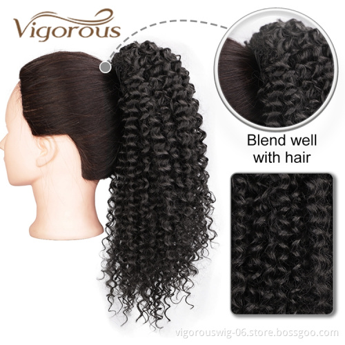 Cheapest Wholesale For Black Women High Curly Long Wrap Around Clip In Drawstring Girls Hairpiece Hair Ponytail Extensions